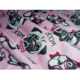 Rózsaszín francia bulldog és mopsz 150x200cm puha takaró wellsoft ágytakaró pléd